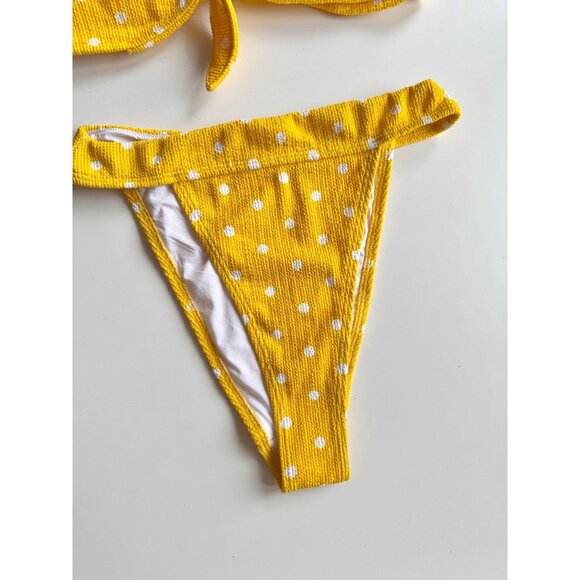 NWT Urban Outfitters OUT FROM UNDER Sia Yellow Polka Dot Crinkle Bikini Size M/L - Picture 5 of 13